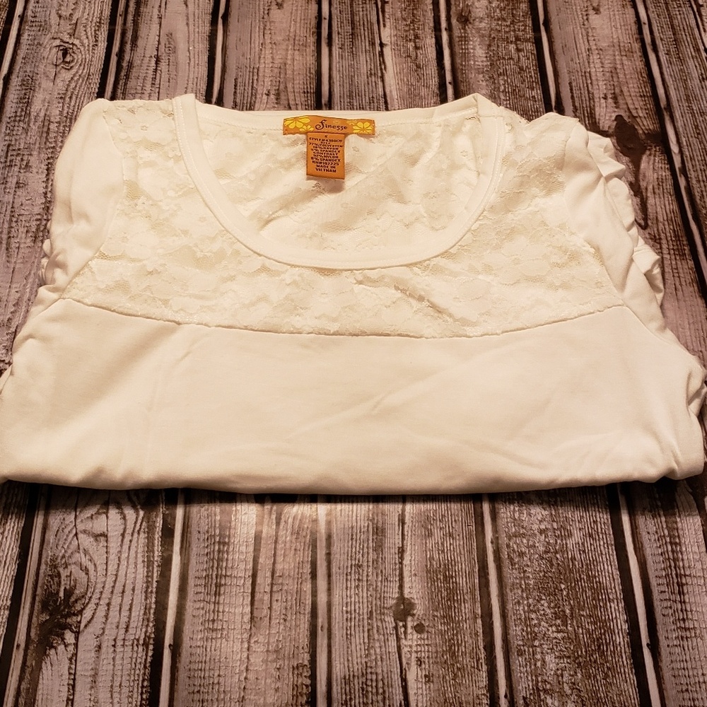 Ivory Long Sleeve Semi Lace Top